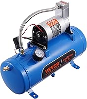 Vista 1 de VEVOR Compresor de aire de 12 V con tanque de 1.6 galones, compresor de bocina de tren, presión de trabajo de 120 psi, neumáticos inflados