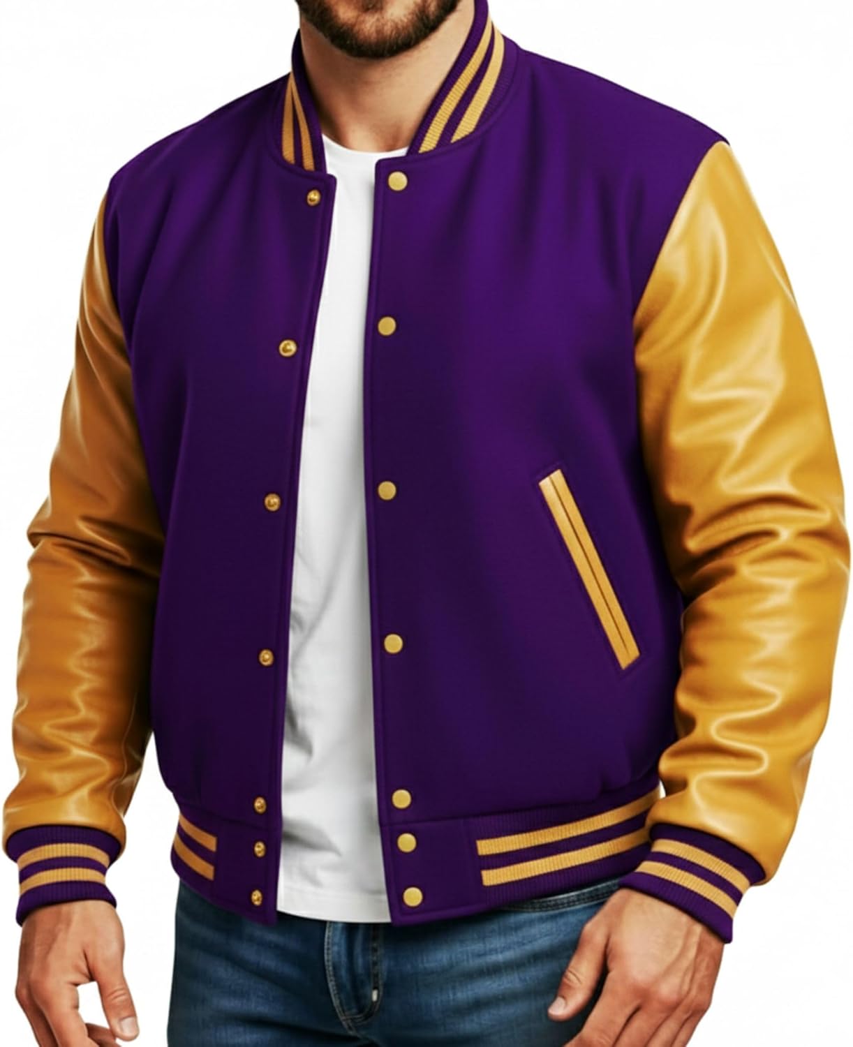 Premium Letterman Jacket Men - Wool Blend Leather Sleeves High School Varsity Jackets For Men