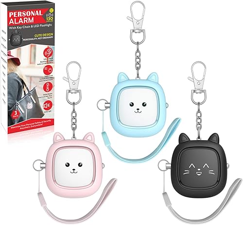 Miniatura 14 de Alarma de seguridad personal para mujeres, alarma personal recargable para mujeres, niños y ancianos, sirena fuerte de 130 dB, luz estroboscópica,