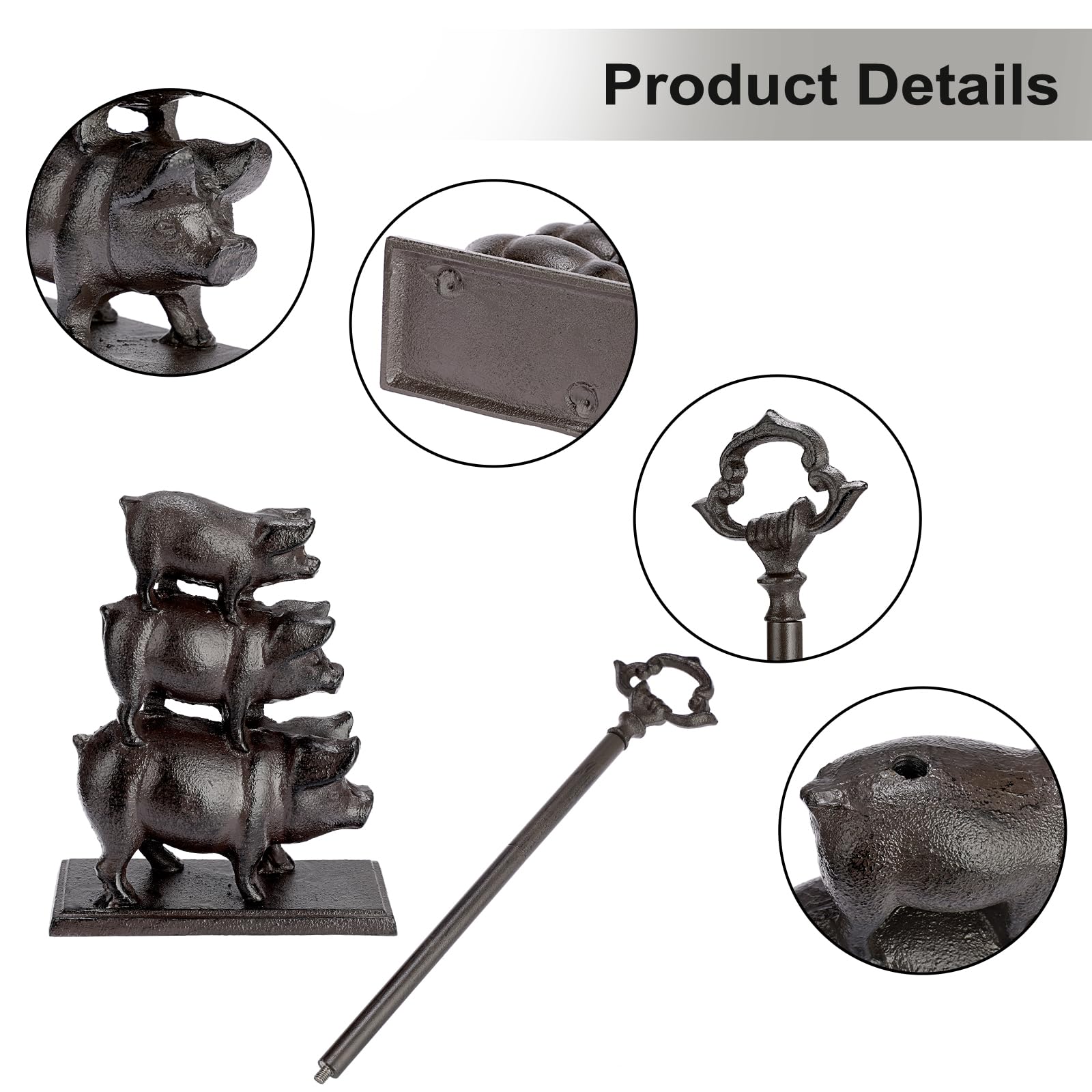 Fermaporta resistente con maniglia per il trasporto, fermaporta a forma di maiale | Nessun trapano, 2.3kg ghisa animale ponderato tappo, decorativo maiale porta Sops Holder
