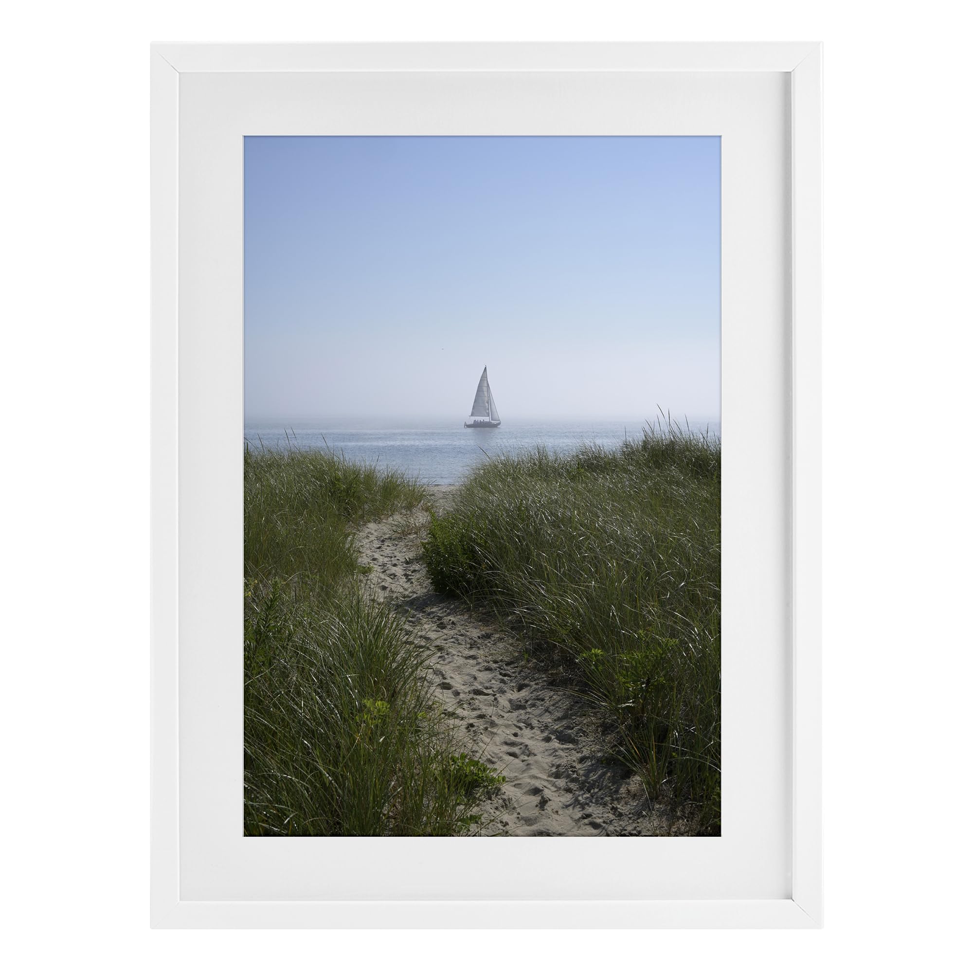 Stupell Industries Coastal White (Textured) 'Path To Morning Sail'| Framed Print Under Glass