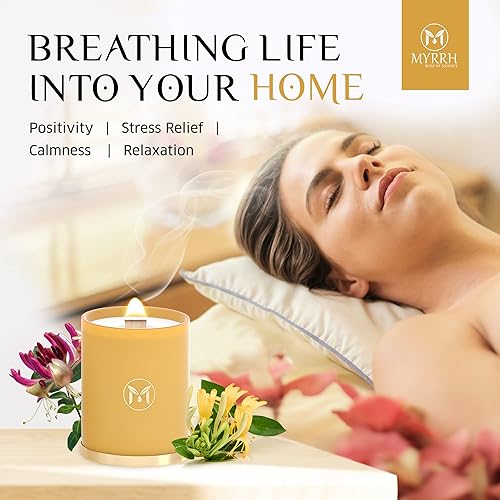 Miniatura 6 de MyrrhUSA - Vela perfumada de madreselva  Cera de soja natural de 15 onzas con mecha de madera agrietada y aceites esenciales  80 horas de combustión