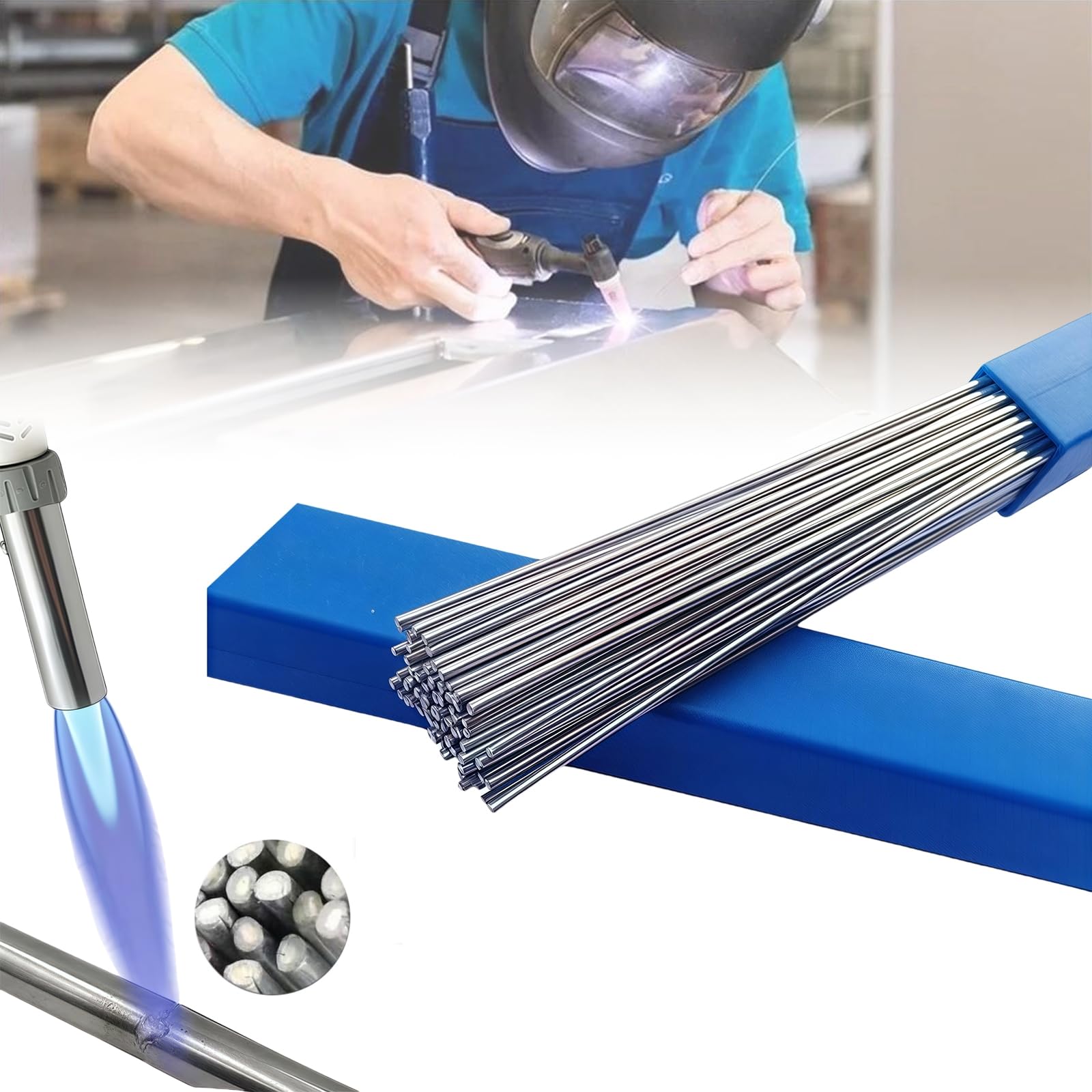 45pcs Aluminum Brazing Rods, Aluminum Welding Rods, 1/16''?1.6mm?x 13'' Low Temperature Easy Melt soldadura de aluminio, All-position welding sticks, No flux required