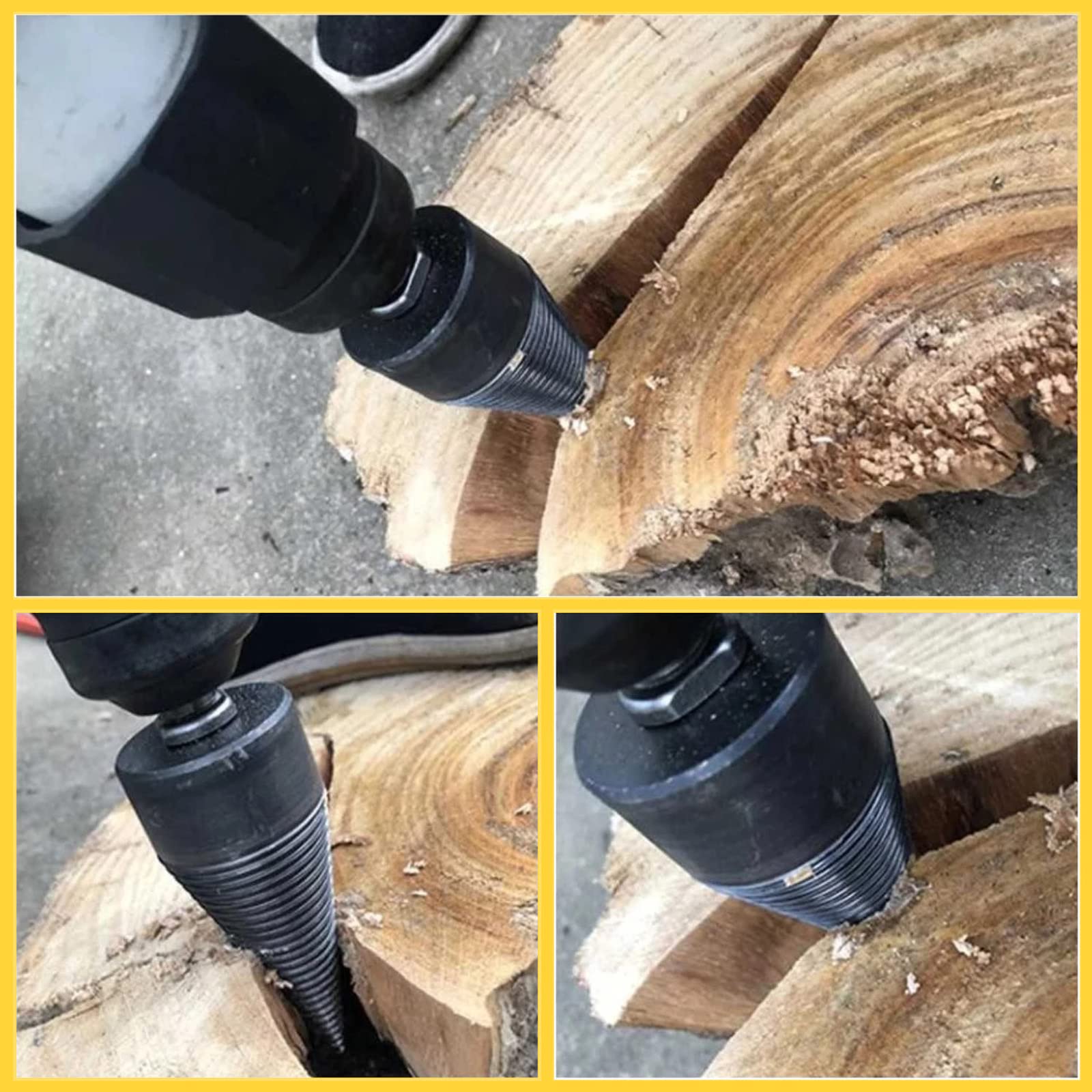 Punta Cono Di Legno Spaccalegna, Punta Spaccalegna Per Legno, Trapano Per Legna Da Ardere Spaccalegna Elettrico Per Attrezzi Campeggio Con Manici Per Trapano Quadrato Rotondo Esagonale,32mm