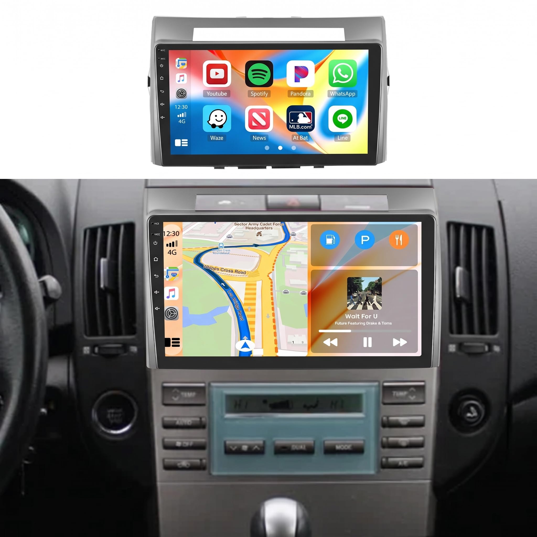[2+64GB] Inefala Android 15 Radio Coche para Toyota Corolla Verso AR10 2004-2009 con Wireless Carplay Android Auto, 9" Pantalla Autoradio con WiFi Bluetooth GPS FM/RDS SWC Cámara de Marcha Atrás Mic