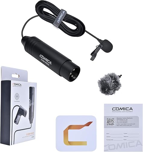 Miniatura 7 de COMICA XLR - Micrófono de condensador Lavalier, CVM-V02O, micrófono de solapa omnidireccional, kit de entrevista de micrófono con clip para
