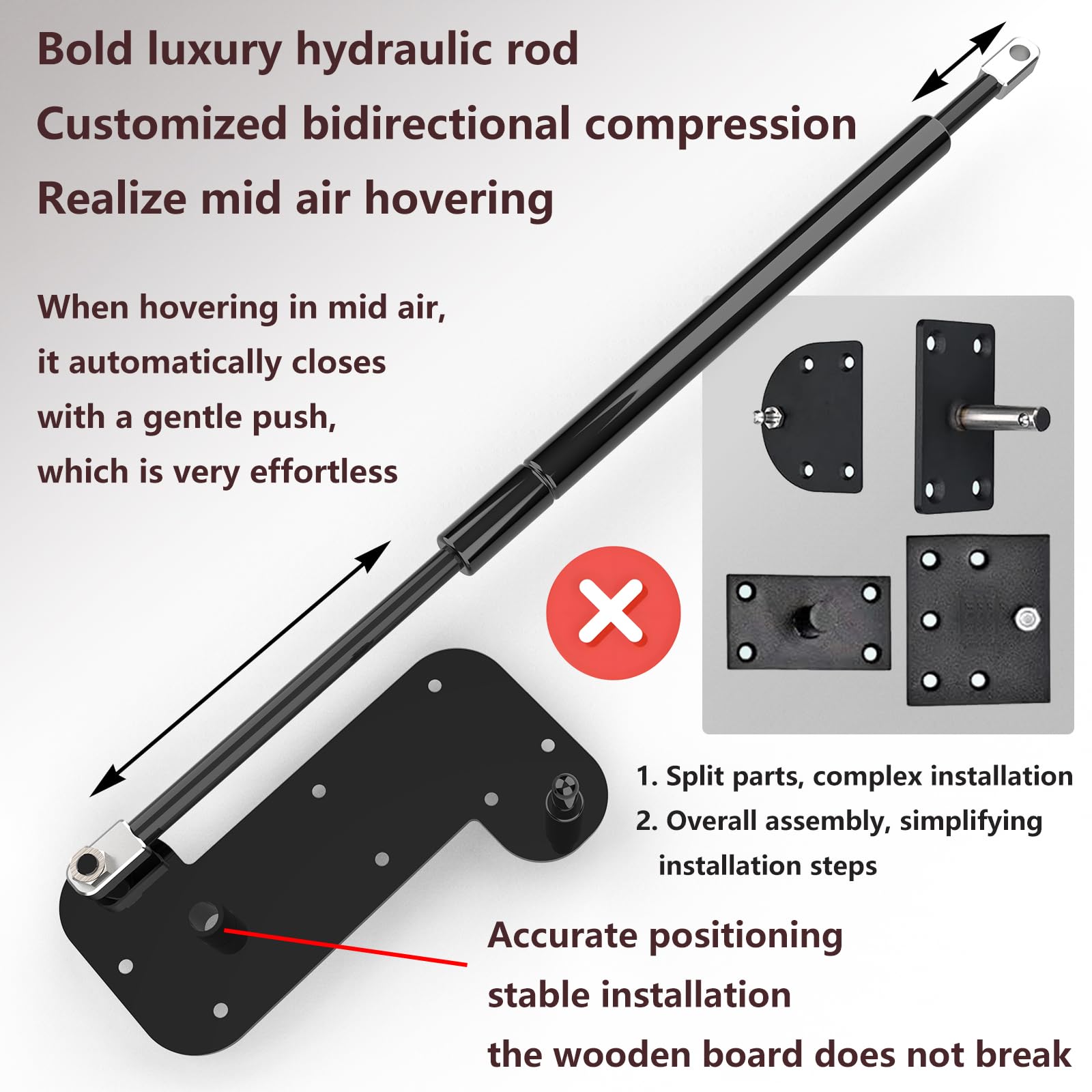 Create A Luxurious Bed Murphy Kit de herrajes para cama de cama Hover in Mid Air Hydraulic Rod Gas Spring System (Horizontal, individual/individual XL)