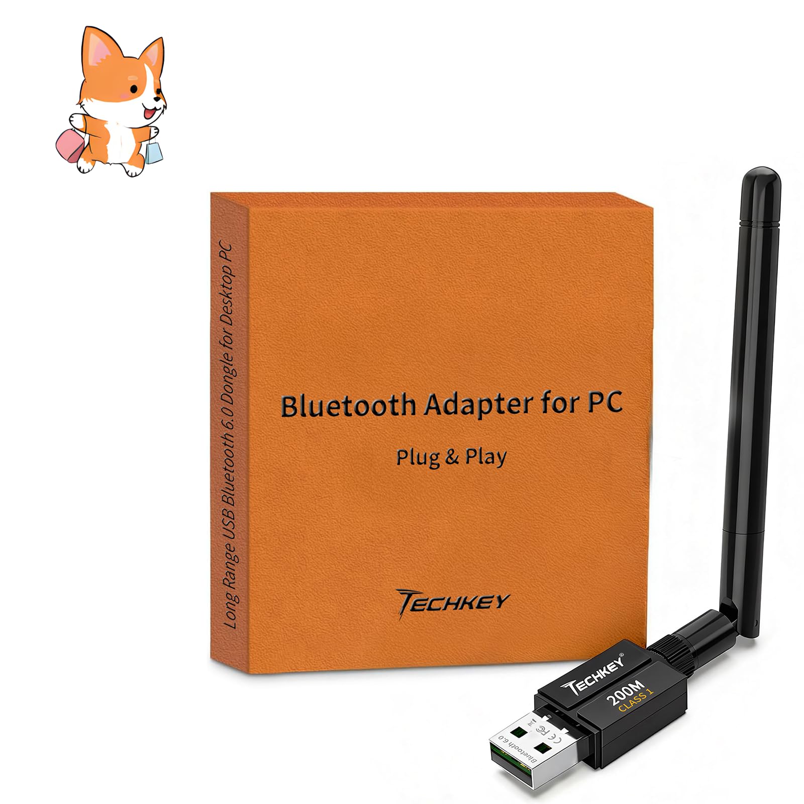 USB Bluetooth 6.0 Adapter for Desktop PC: Plug & Play 600FT Long Range Wireless Dongle V 1.8 with 5dBi Antenna for Laptop Windows 11/10/8.1 Pair Headphones/Headset/Speaker/Mouse/Keyboard/Printer