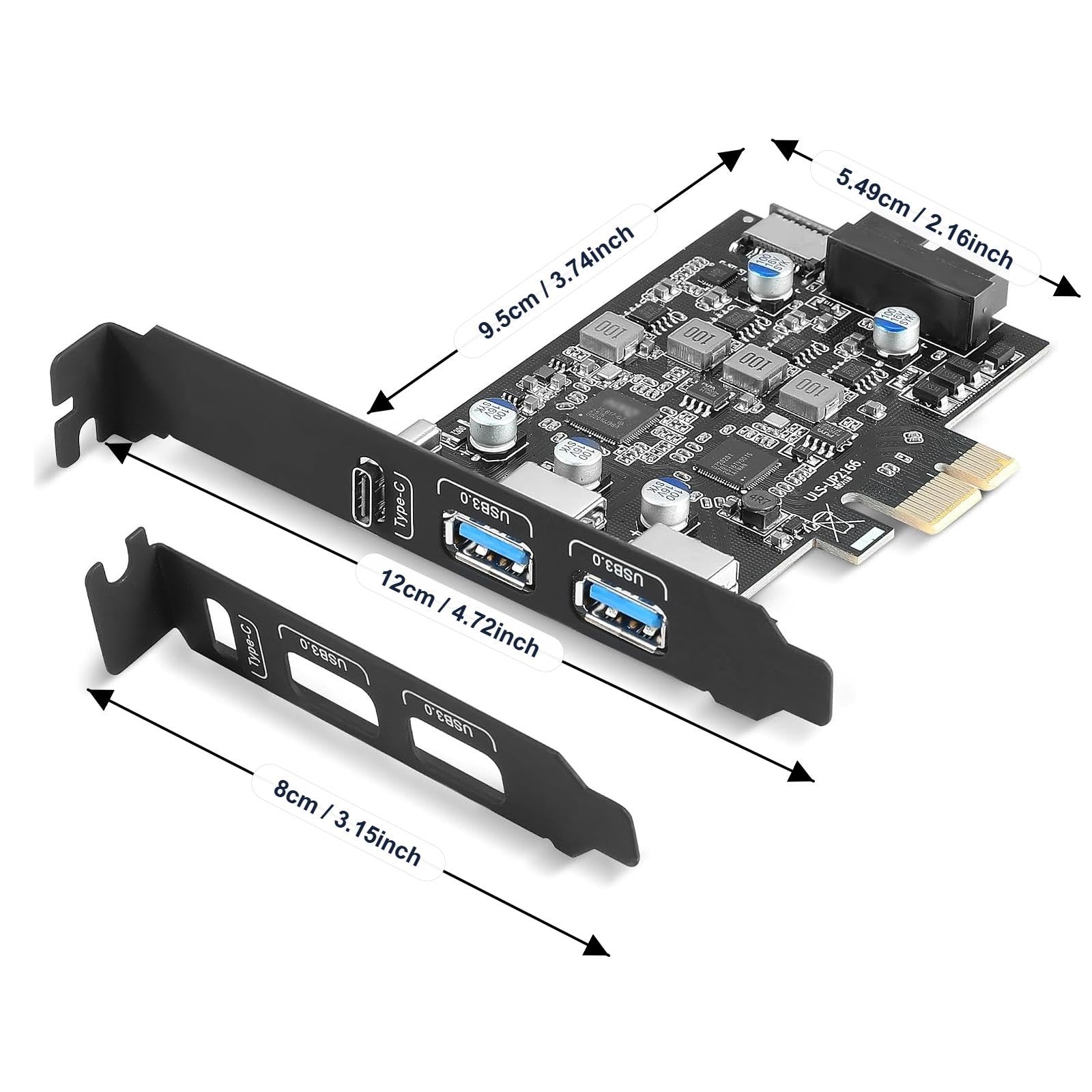 Karta rozszerzeń PCIe USB z 2 gniazdami USB-a i gniazdem USB 3.0 typu C