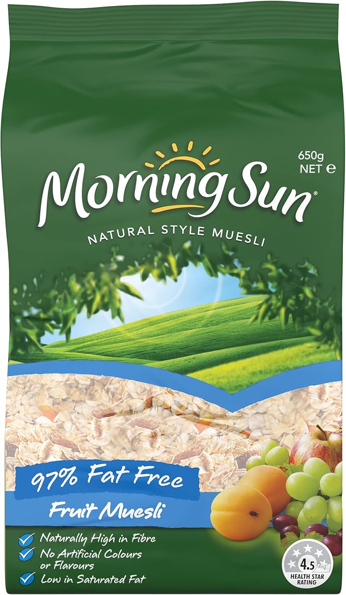 Morning Sun Muesli Breakfast Cereal Natural Style, 97 Fat Free, 650g