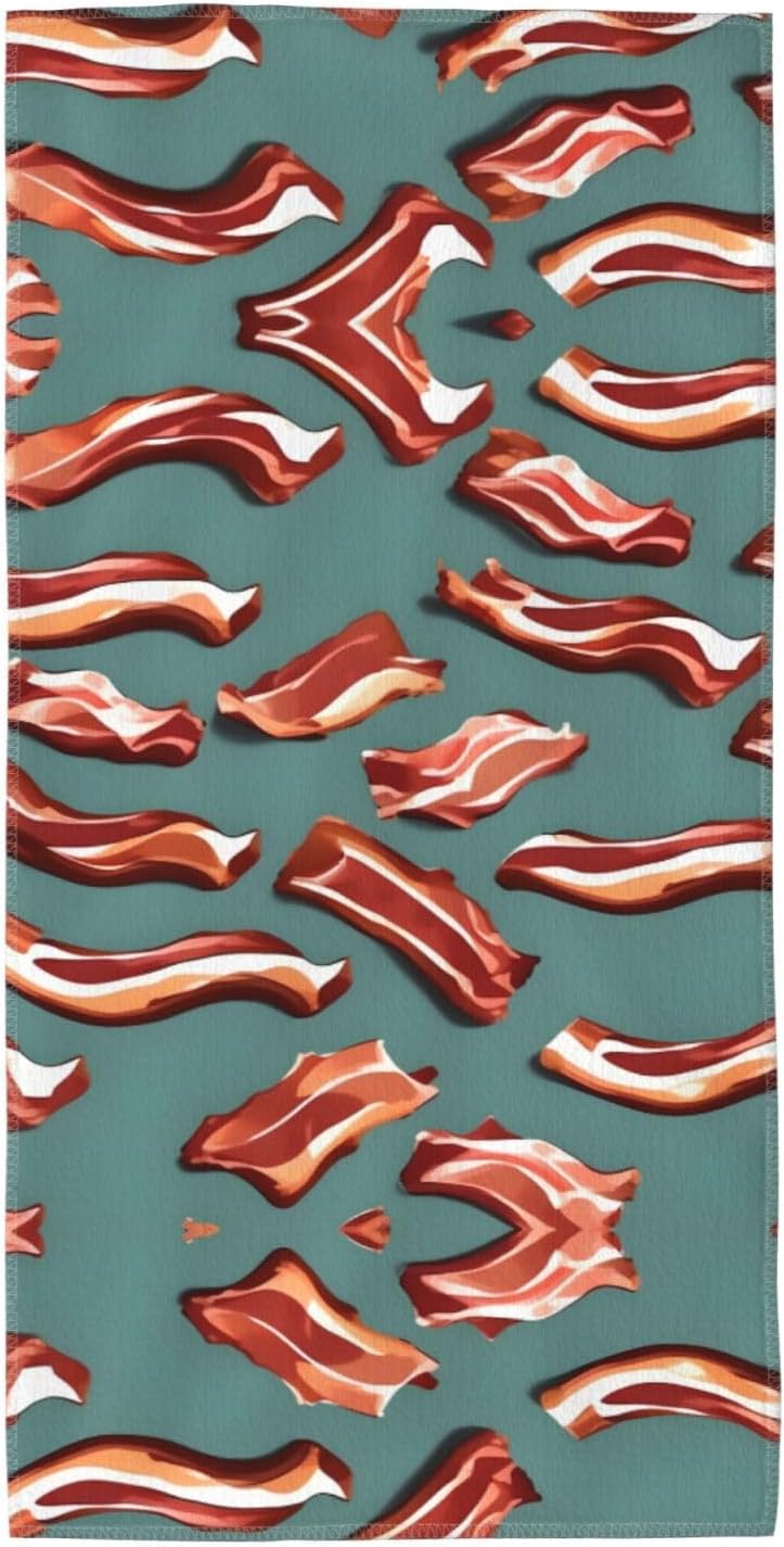 Streaky Bacon Pattern Print Hand Towels for Kitchen, Decorative Bathroom Towels Decor Farmhouse Cute for Men Women Gifts