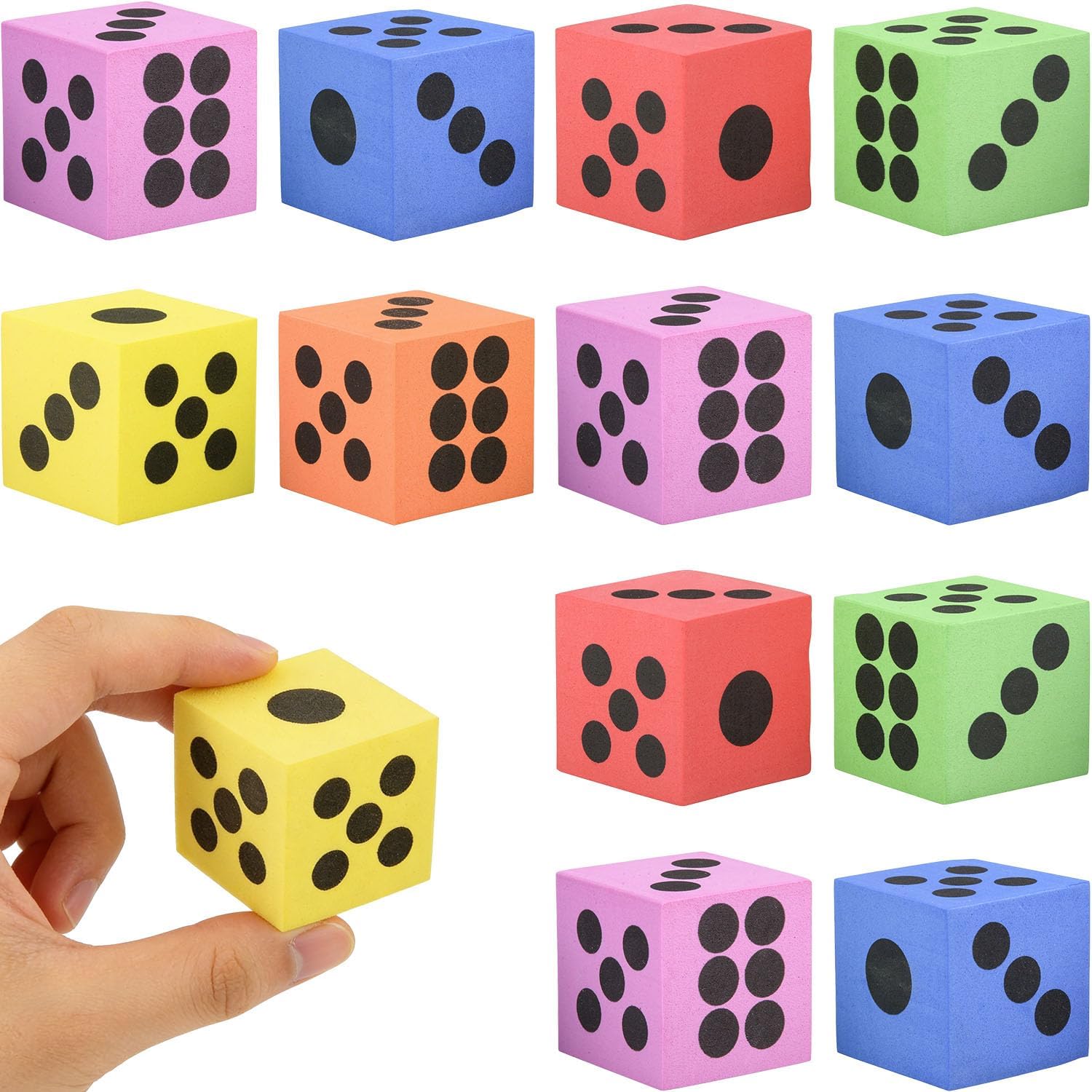 ~ 12 ~ Foam Dice ~ 1.5 Inch ~ Games Math Teaching ~ NEW