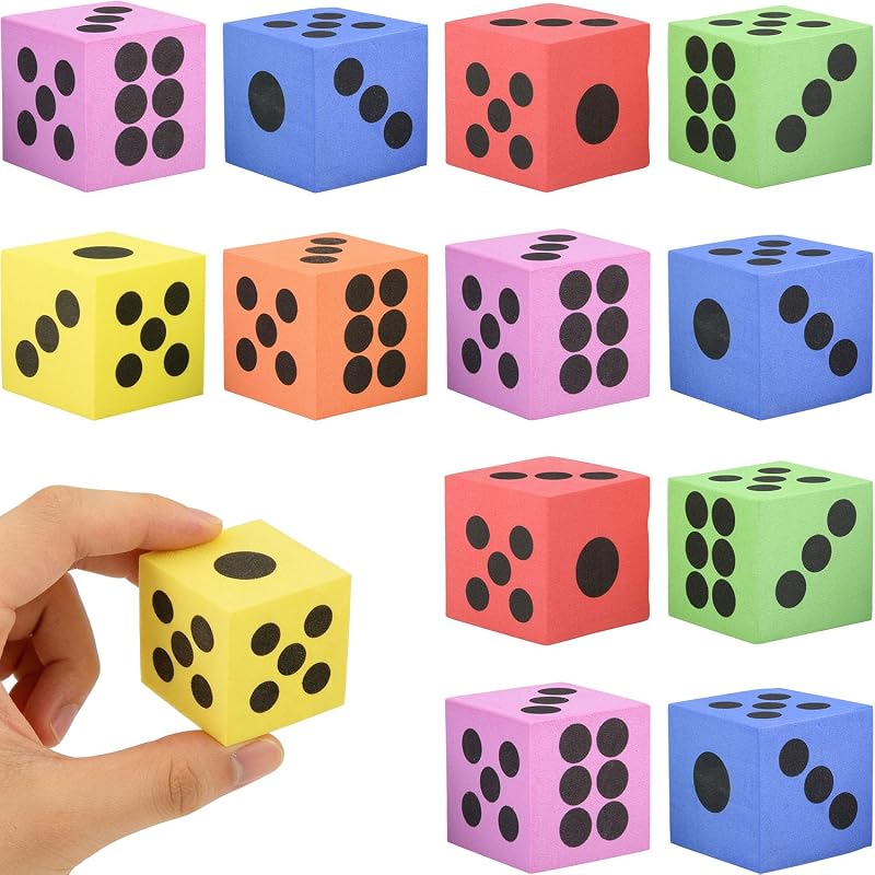 ~ 12 ~ Foam Dice ~ 1.5 Inch ~ Games Math Teaching ~ NEW