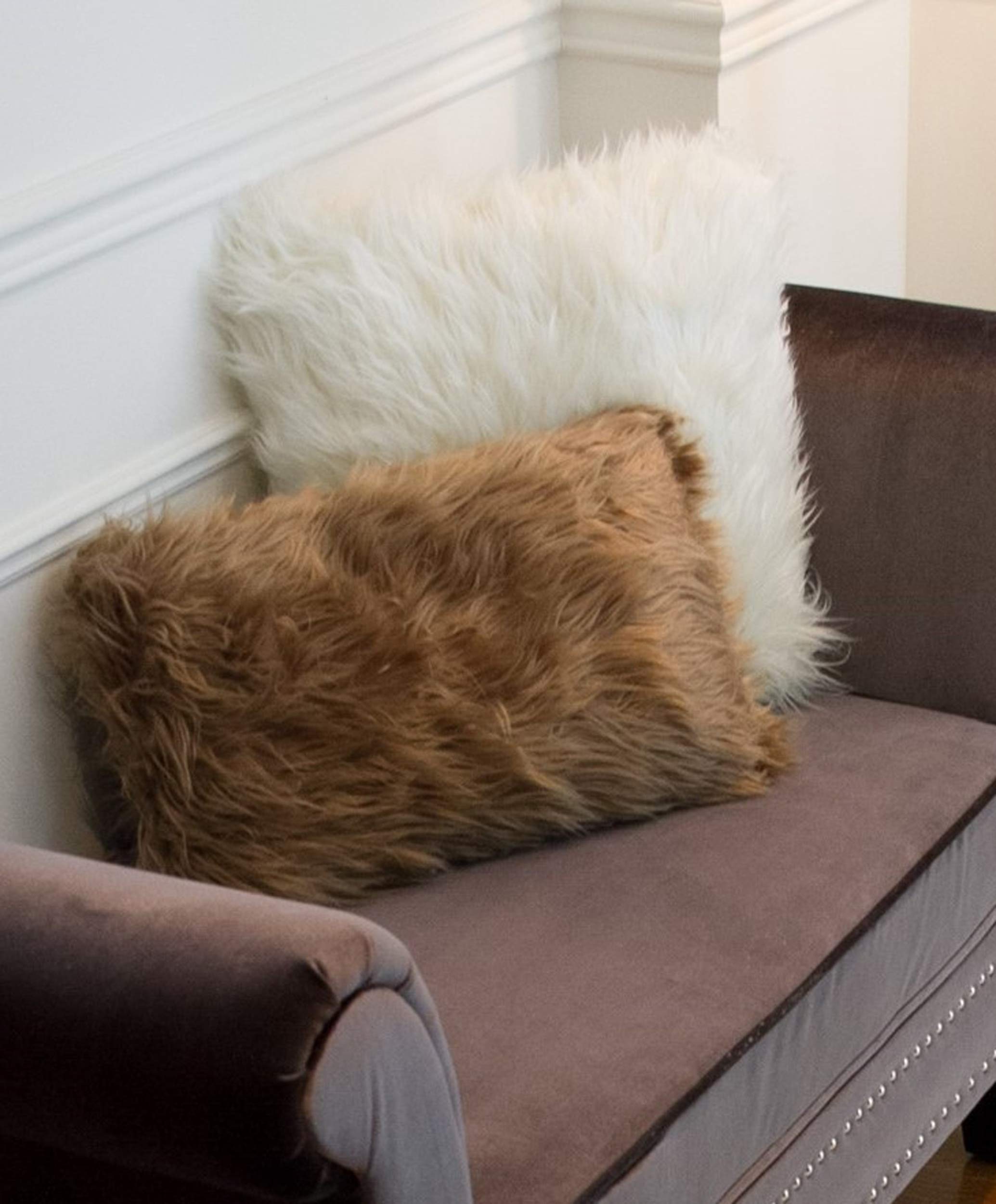 クッション・座布団 Faux Fur Pillow Amazon.com: Phantoscope Pack of 2 Faux Fur Solid Throw Decorative