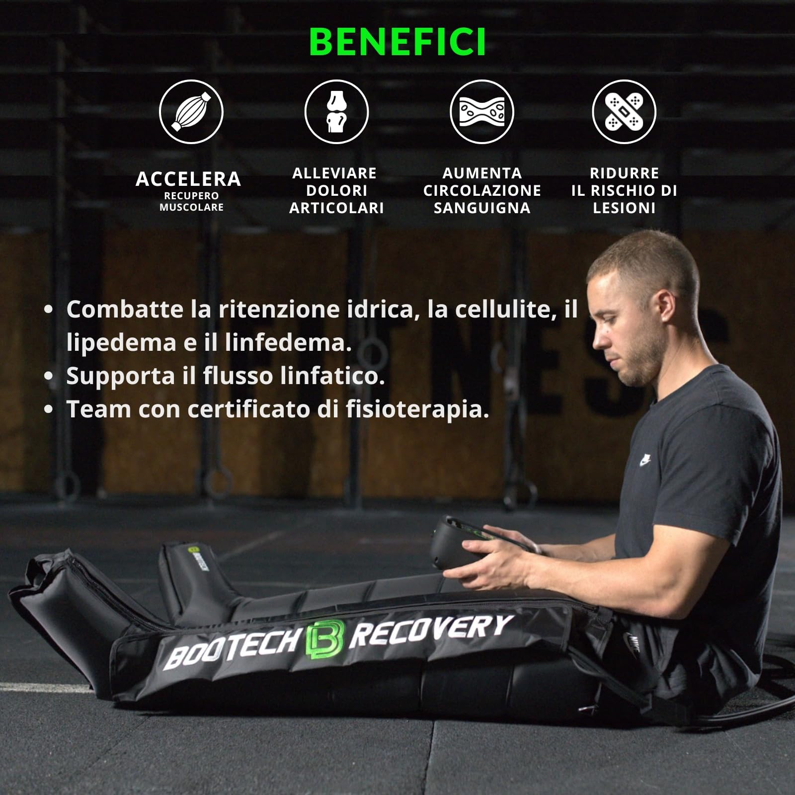 BOOTECH Pressoterapia Premium ricaricabile per casa, massaggiatore per gambe stanche, migliora la circolazione, recupero muscolare linfatico cellulite batteria 6H, 3 anni di garanzia (L)