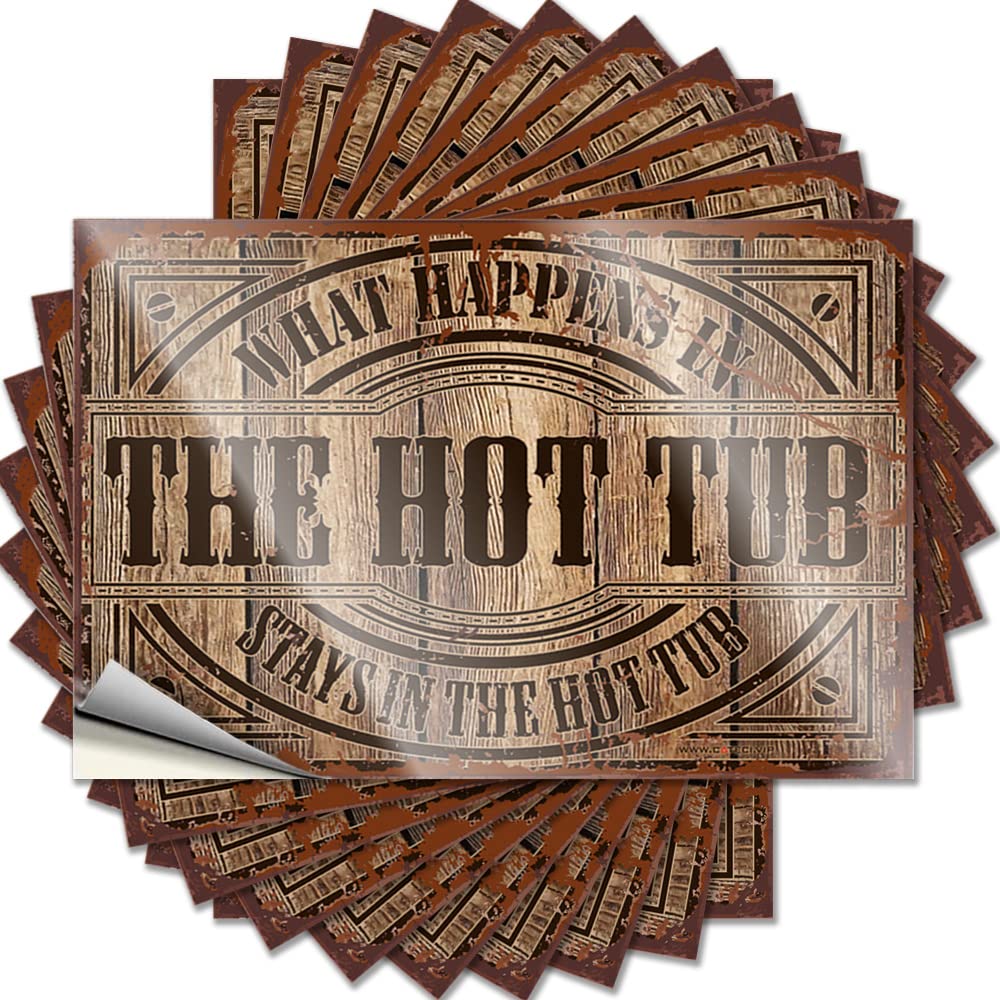 Tool Decal What Happens in The Hot Tub Stays in The Hot Tub Funny Sticker 10 Pcs Funny Car Stickers Car Bumper Stickers(8X12CM)