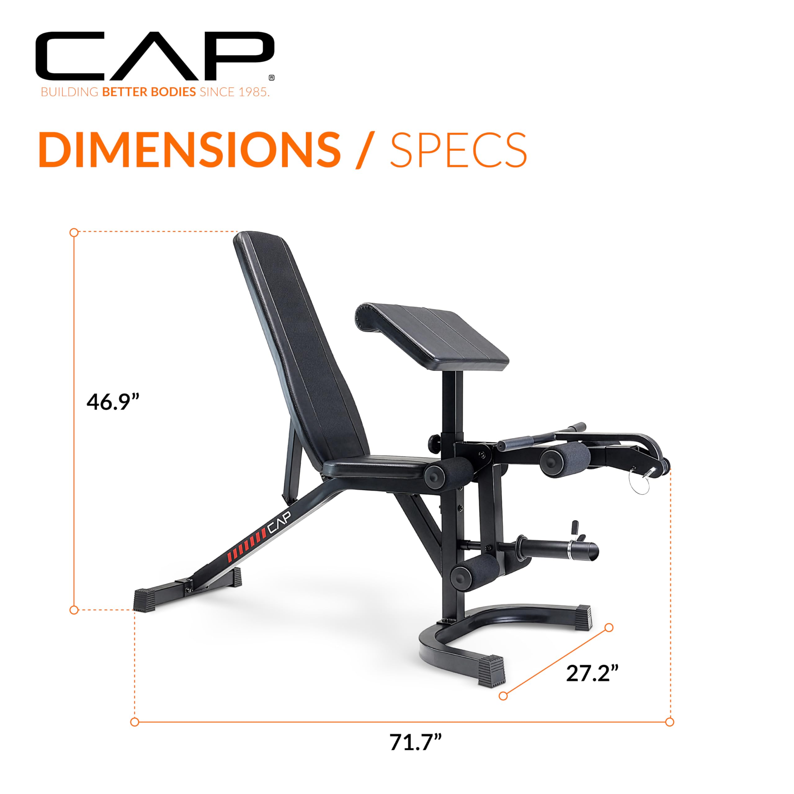 Adjustable Utility Weight Bench with Preacher Pad, Arm Curl Attachment, and Leg Developer for Full Body Strength Training