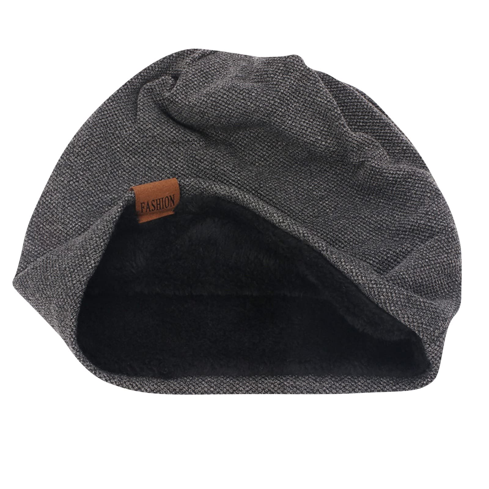 Czapka Beanie damska męska czapka z polarową podszewką, zimowa czapka z dzianiny, ciepła miękka czapka zimowa z dżerseju, lekka czaszka na kemping, prezent dla kobiet i mężczyzn, ciemnoszary, jeden rozmiar