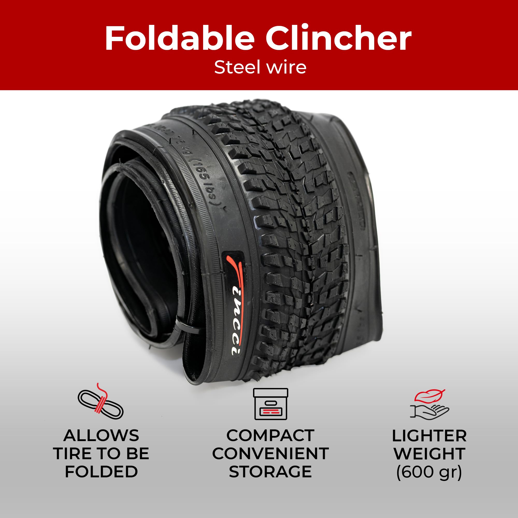 Fincci Coppia Pieghevoli Copertone 20x1.95 Pollici 53-406 Pneumatico per BMX MTB Montagna Coperton o Bambini Bici Bicicletta con 20 x 1.95 Copertoni (Confezione da 2)