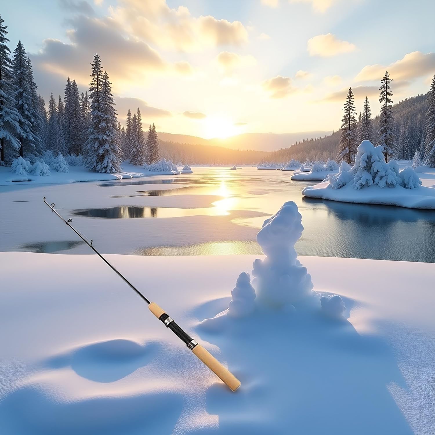 2 cannes à pêche LCE, cannes à pêche d'hiver, cannes à pêche sur glace, stylo, leurres de pêche, matériel de pêche, canne à pêche dure sans moulinet utile et pratique, ensemble canne à pêche et