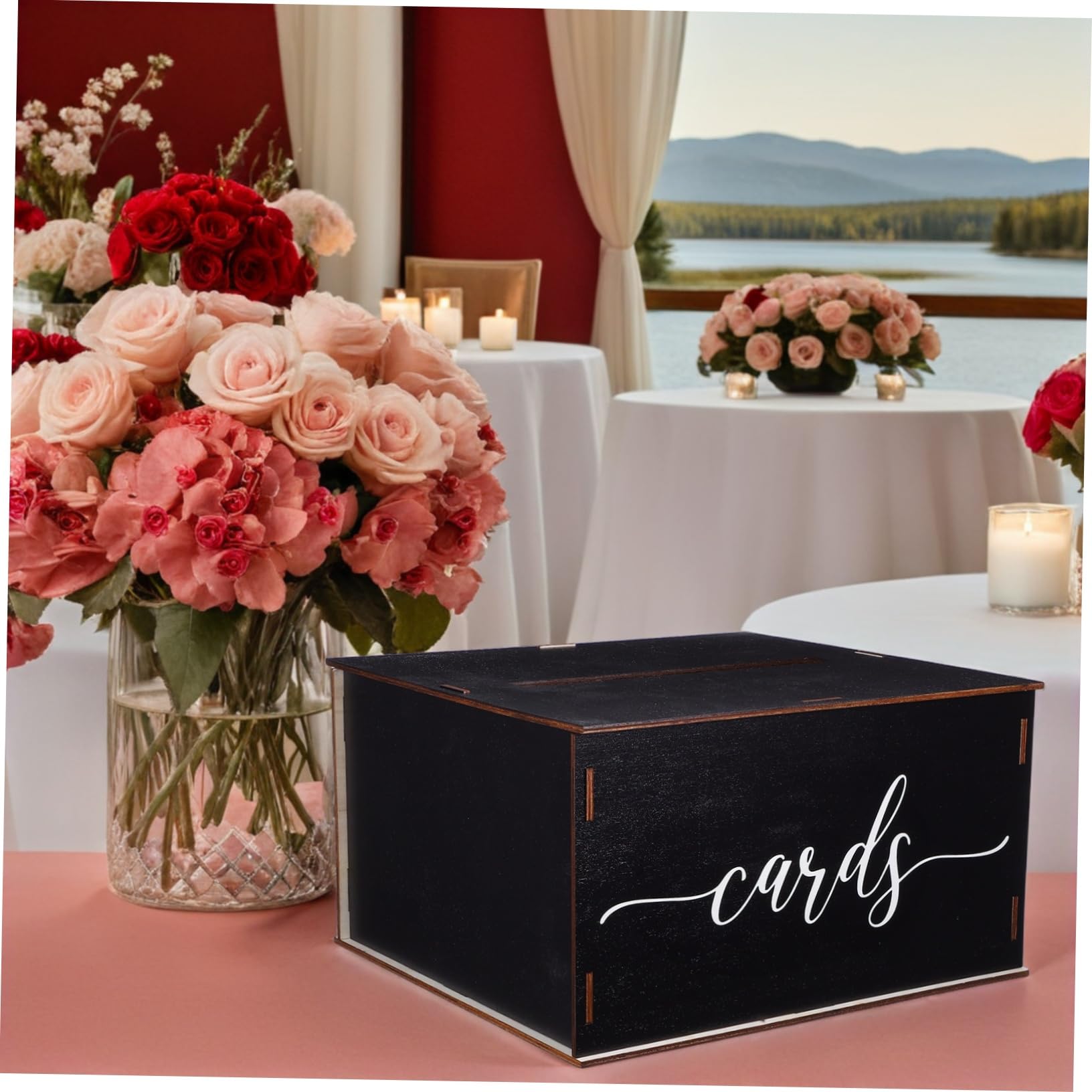VICASKY Scatola in per Biglietti Nera Portalettere Multifunzionale per Matrimoni e e Robusto per Buste e Suggerimenti