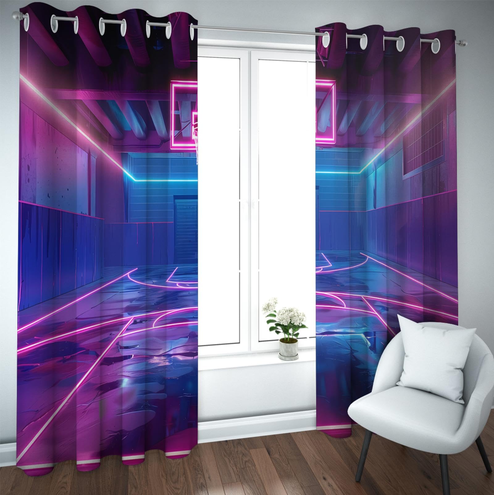 Motyw sportowy zasłona okienna 3D boisko do koszykówki wzór zaciemniające draperie mężczyźni koszykówka gry dekoracja pokoju dekoracje okienne 2 panele wys. 200 x B140