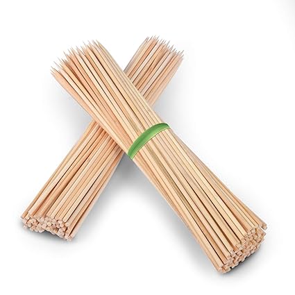 Minisland Premium 12 Inch Bamboo Skewers for Kabobs 4mm Thick Round BBQ Food Sticks 100 Counts in 2 Packs -MSL167