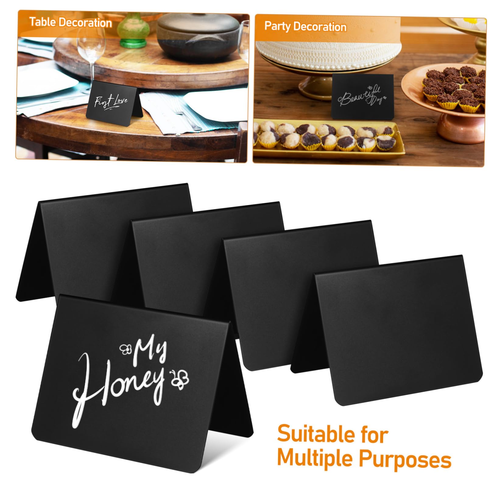 Angoily 100 Stück Mini Kreidetafeln Doppelseitige A Form Tafel mit Weißen Stiften und Reinigungstüchern für Buffets Hochzeiten Partys und Geschäfte