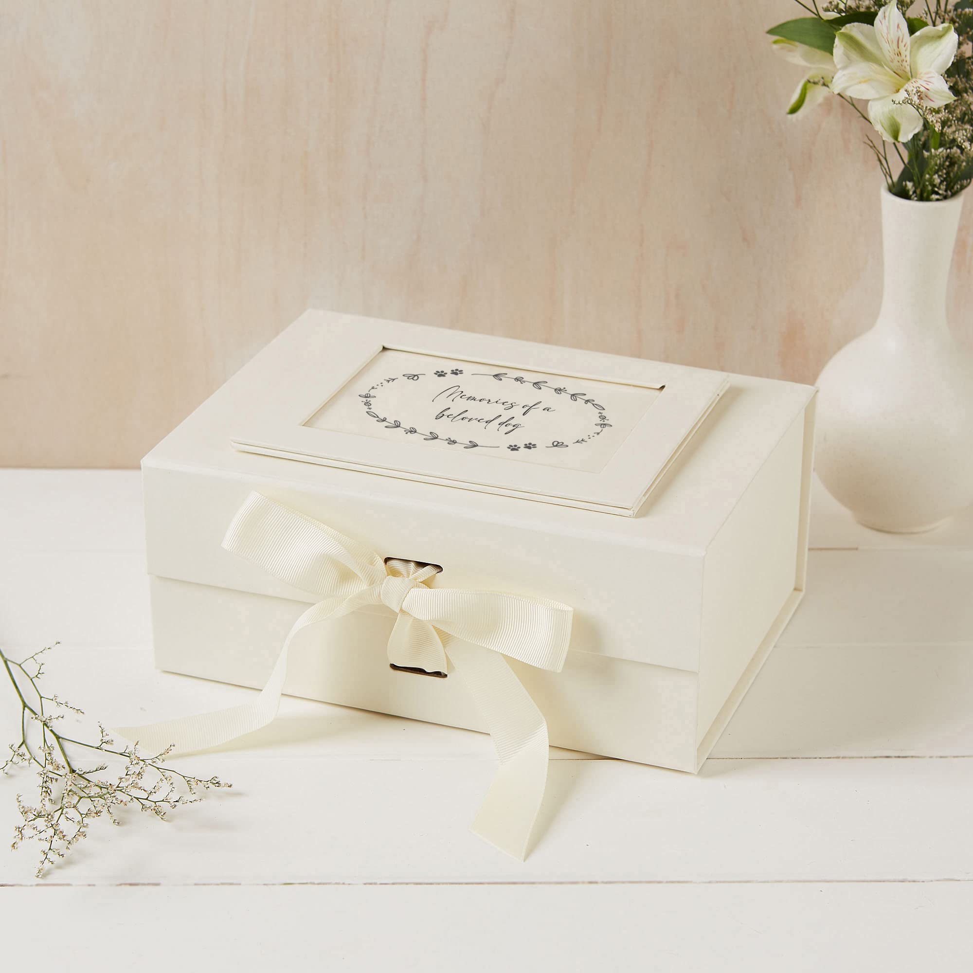 Angel & Dove Ivory 'Memories Of A Beloved Dog' Memory Keepsake Box - Dog Sympathy Gift, Pet Remembrance