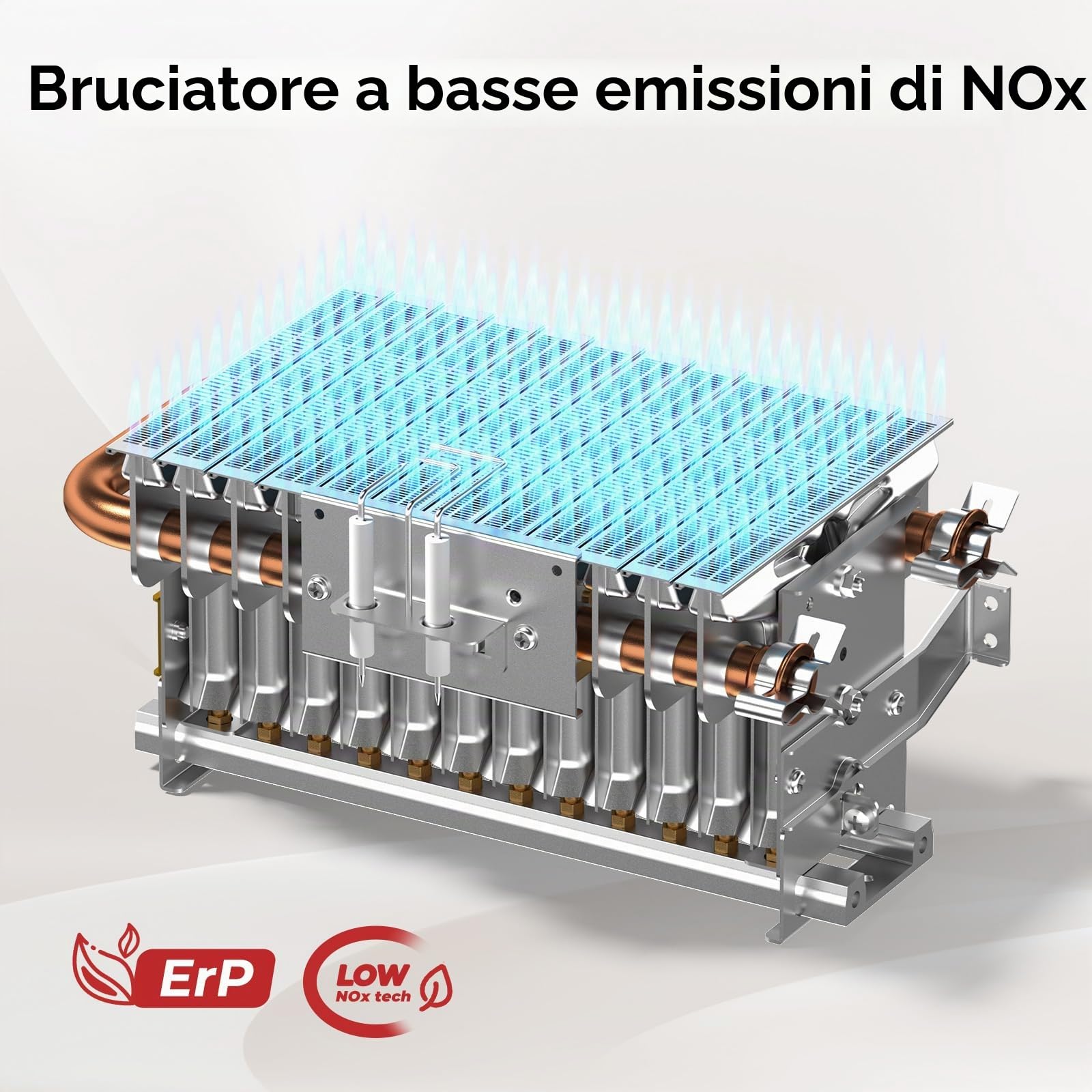 CAMPLUX BD300NG Scaldabagno a Gas 11 Litri, ErP/Low NOx, a Metano, 20mbar, 22kW, 3V, Bianco