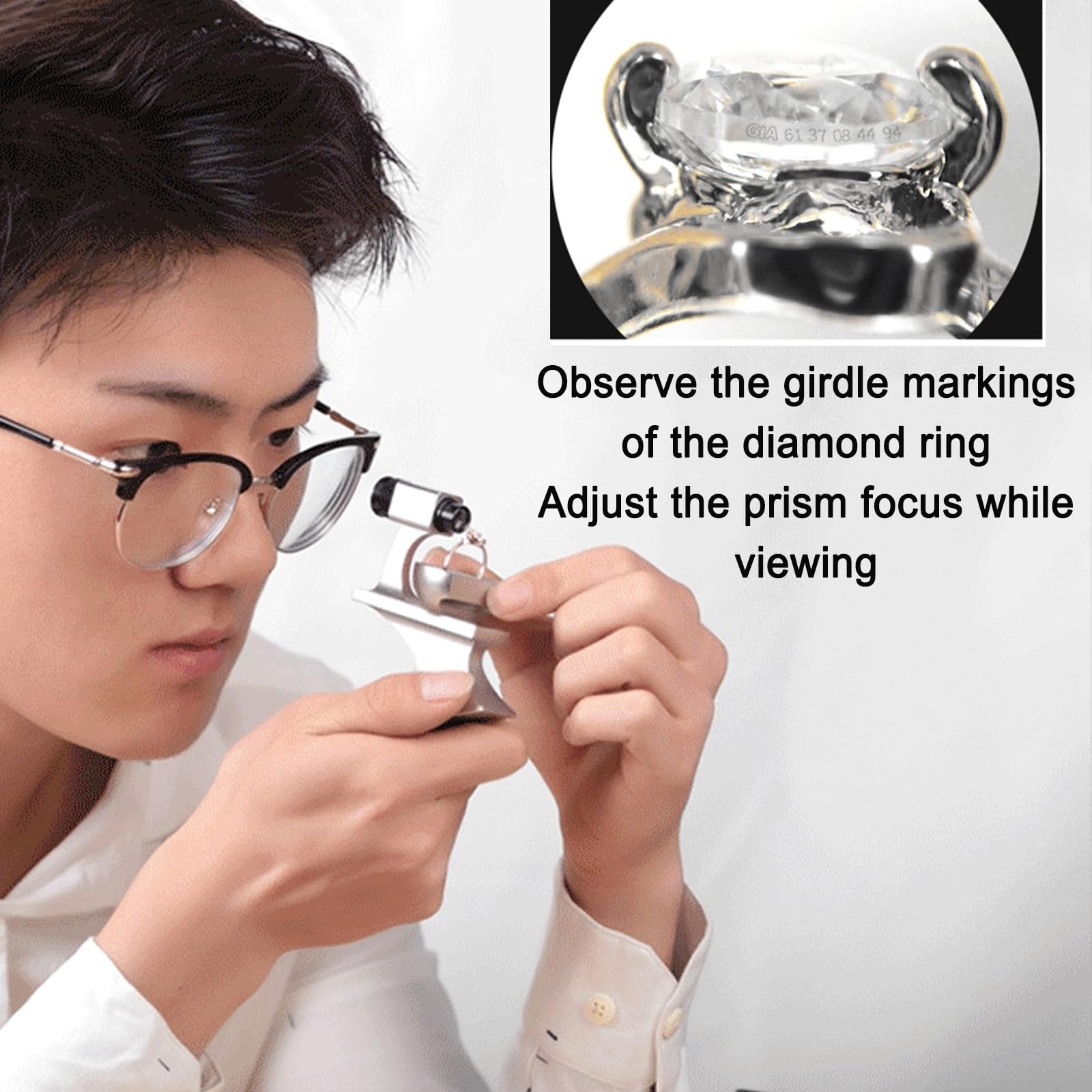 Visor De Códigos Compacto para Cintura, Visor con Lupa, Aumento De 10x, Soporte De Anillo Giratorio De 360°, Combinación De 3 Lentes, Distancia Focal Ajustable, para Un Examen Preciso.
