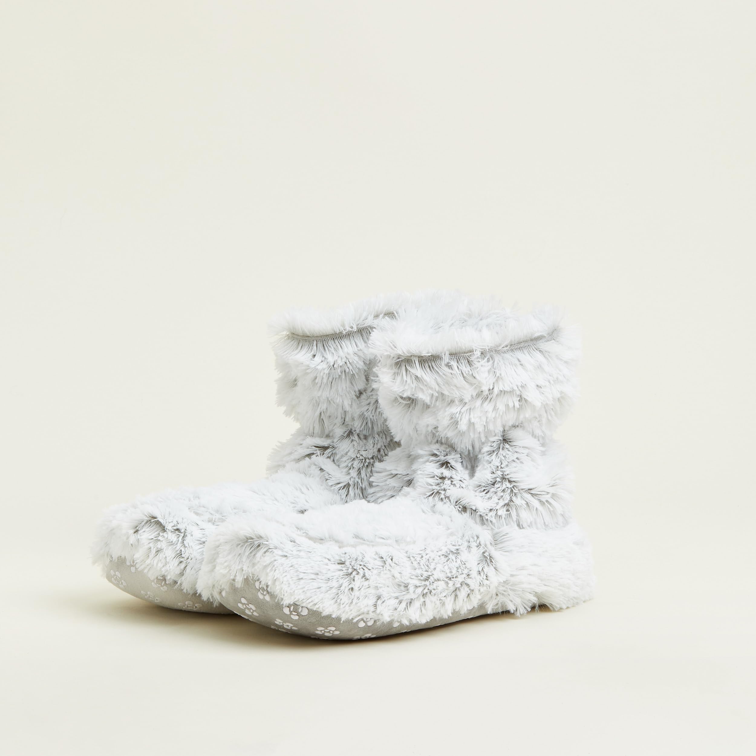 Warmies Buty do kuchenki mikrofalowej, podgrzewane damskie pantofle z francuską suszoną lawendą, kojące ciepło i wygoda, jeden rozmiar Marshmallow Grey Color