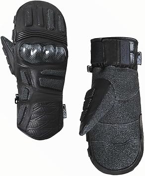 VXW Snowboard &Ski Racing Mittens with Wrist Guard- Goat Leather& Carbon Fiber& Kevlar Protection for Snowboarding Skiing, Waterproof Windproof with 3M Thinsulate Insulation