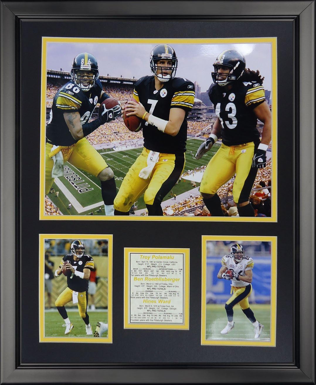 Legends Never Die Pittsburgh Steelers 2000's Big 3 Framed Photo Collage, 16" x 20"