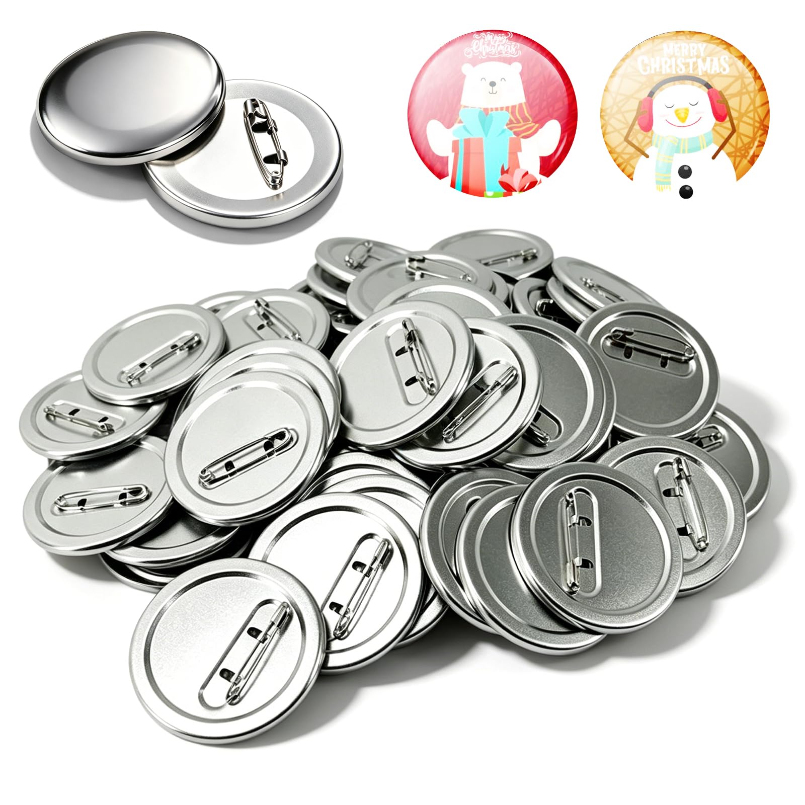 100 Sets Metal Button Blanks: 58 mm Rostschutz Blank Button Badge Parts mit Metal Shell und Transparent Film, Empty Buttons Badge, Metall Buttonrohlinge für Individuelle Abzeichen