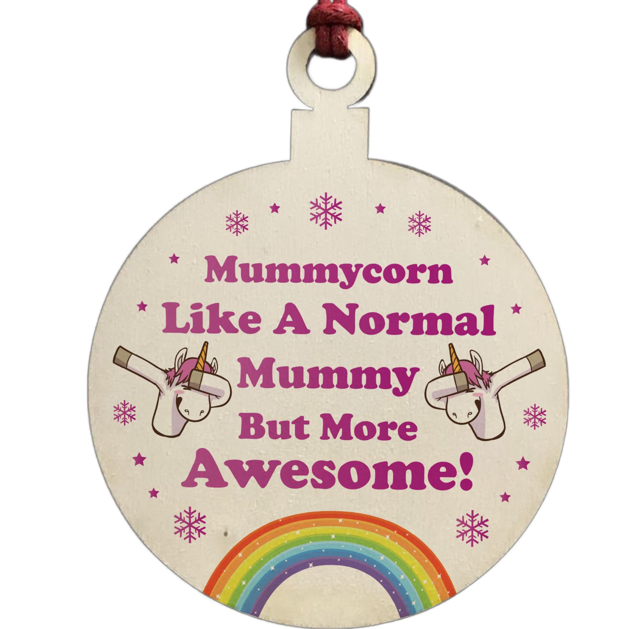 Mummy Gift For Christmas Hanging Wooden Tree Decoration Unicorn Thank You
