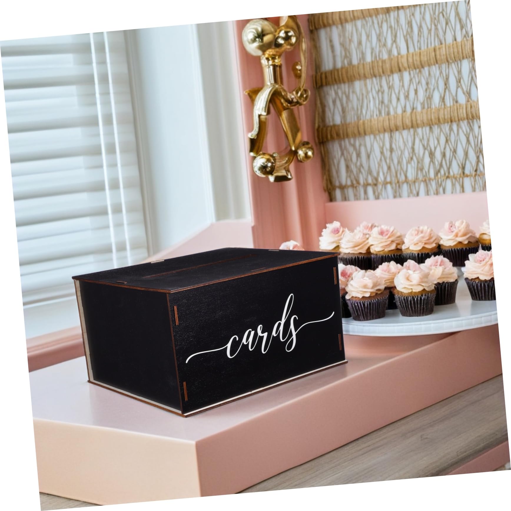 TOPBATHY Scatola Portacarte Nero per Matrimoni Buste Suggerimenti e Scatola Puzzle Multifunzionale per Feste e Ufficio