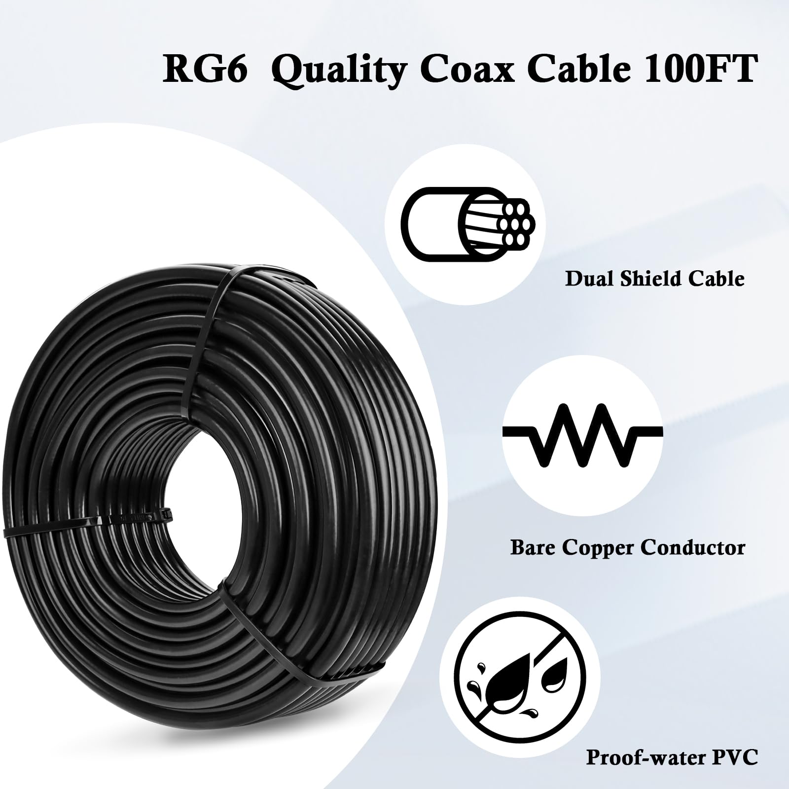 ケーブル　RG6 Cable 100ft Amazon | XRDS -RF RG6 デュアルシールドケーブル 100フィート 18AWG