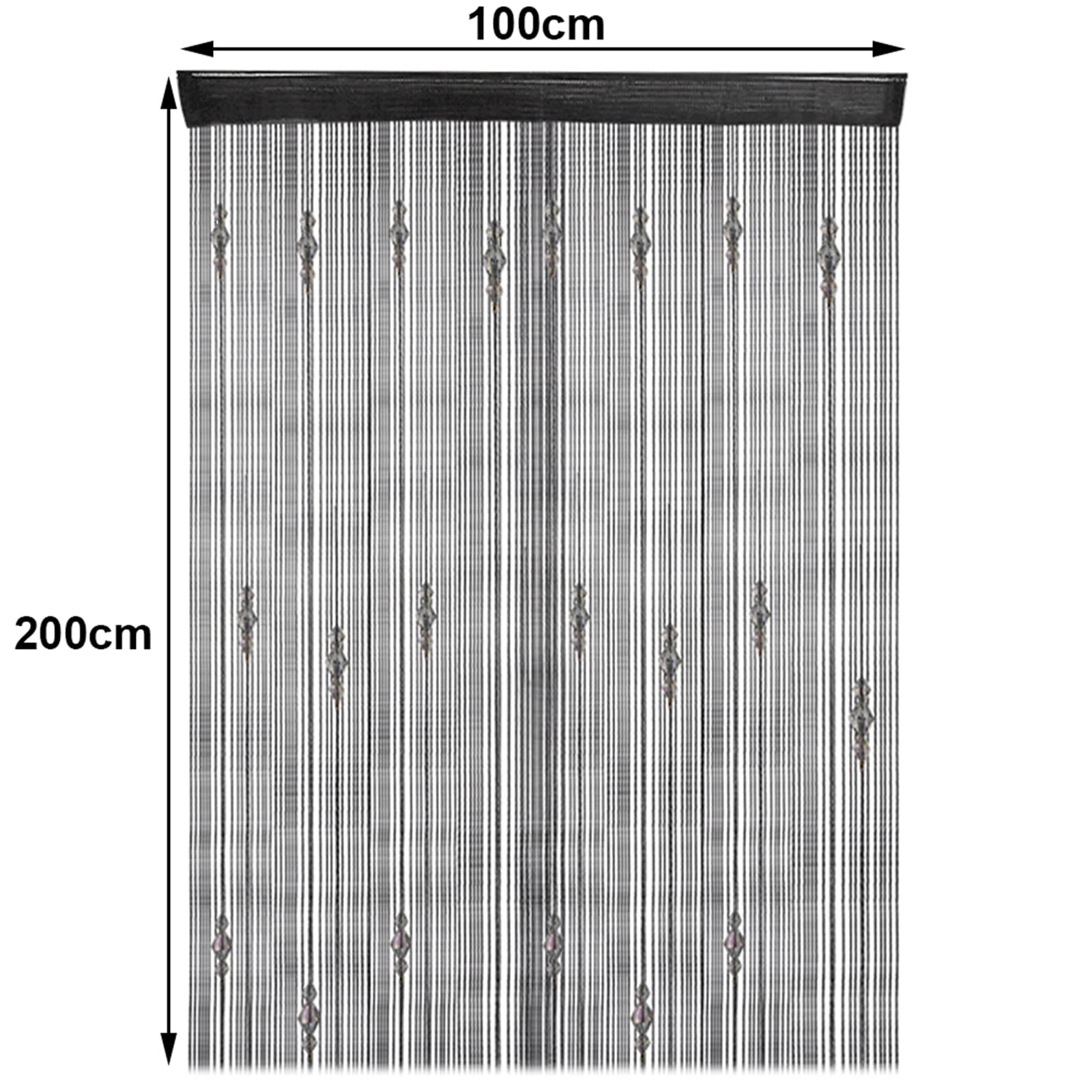 Zasłony z czarnymi koralikami, z kryształowymi koralikami, zasłony do drzwi z frędzlami - zasłony panelowe do dekoracji domu (3,28 x 2 m)