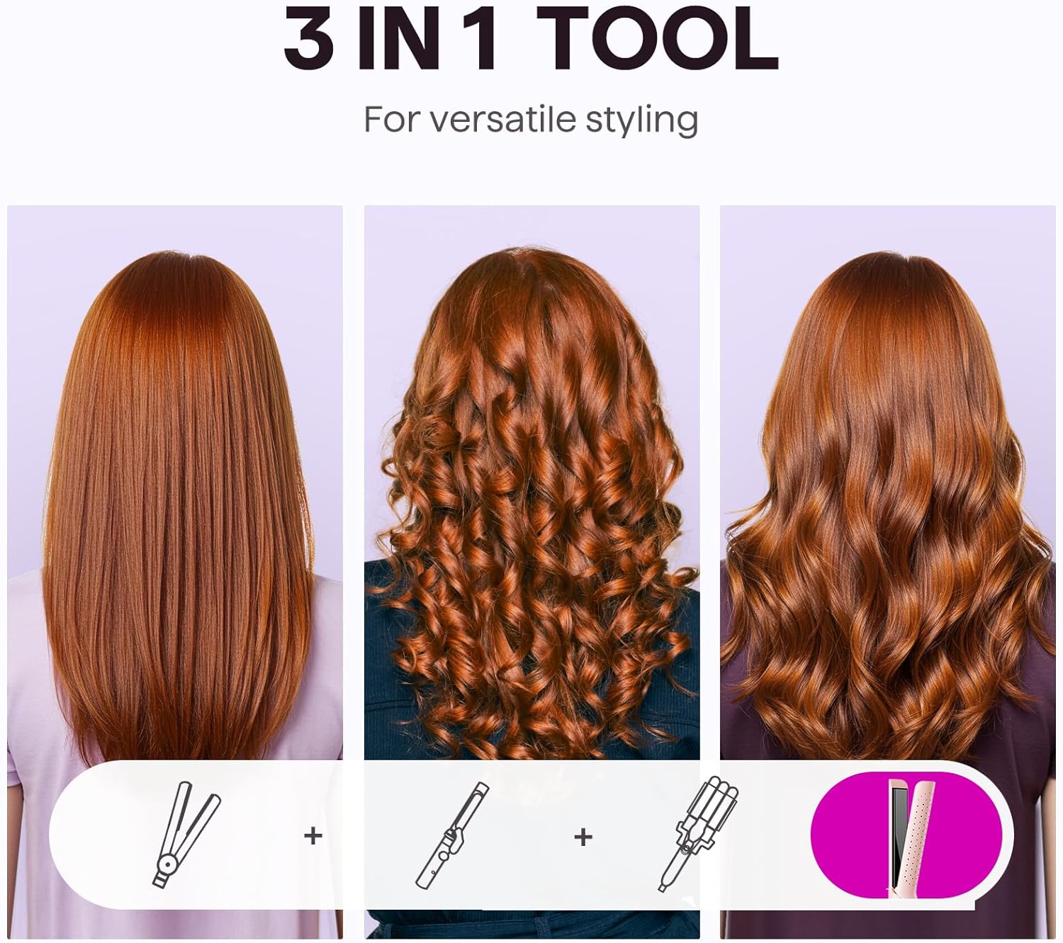 Wavytalk Airflow Styler Curling Iron, Cool Curl, 360° Cool Air Lock in Style for Lasting Curls, Reduces Damage, 2 in 1 Hair Straightener and Curler, 1.25 Inch Anti-Scald for Short Long Hair, Pink