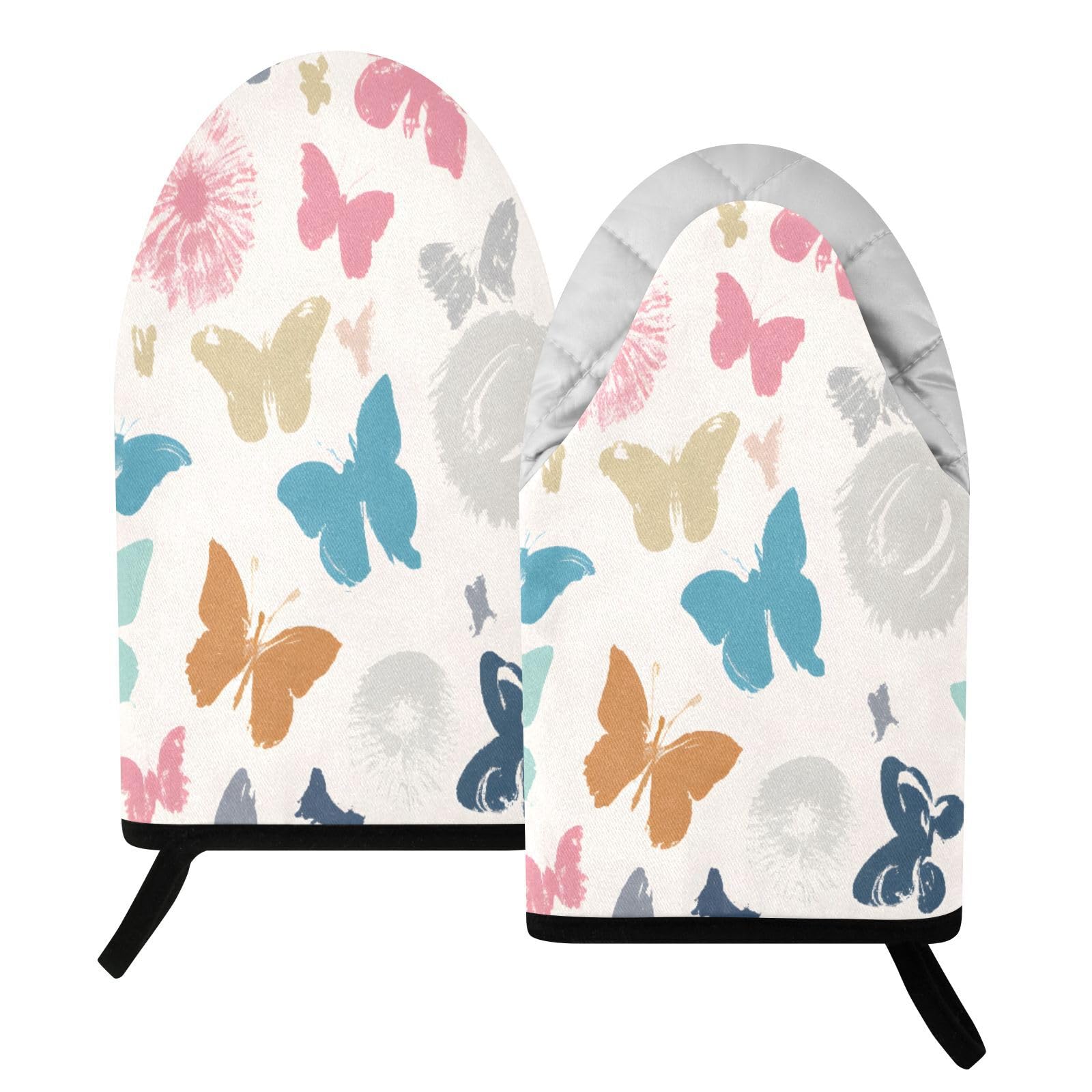 BURSTDDY Butterflies Oven Mitt,Heat Resistant Kitchen Mitts for Cooking
