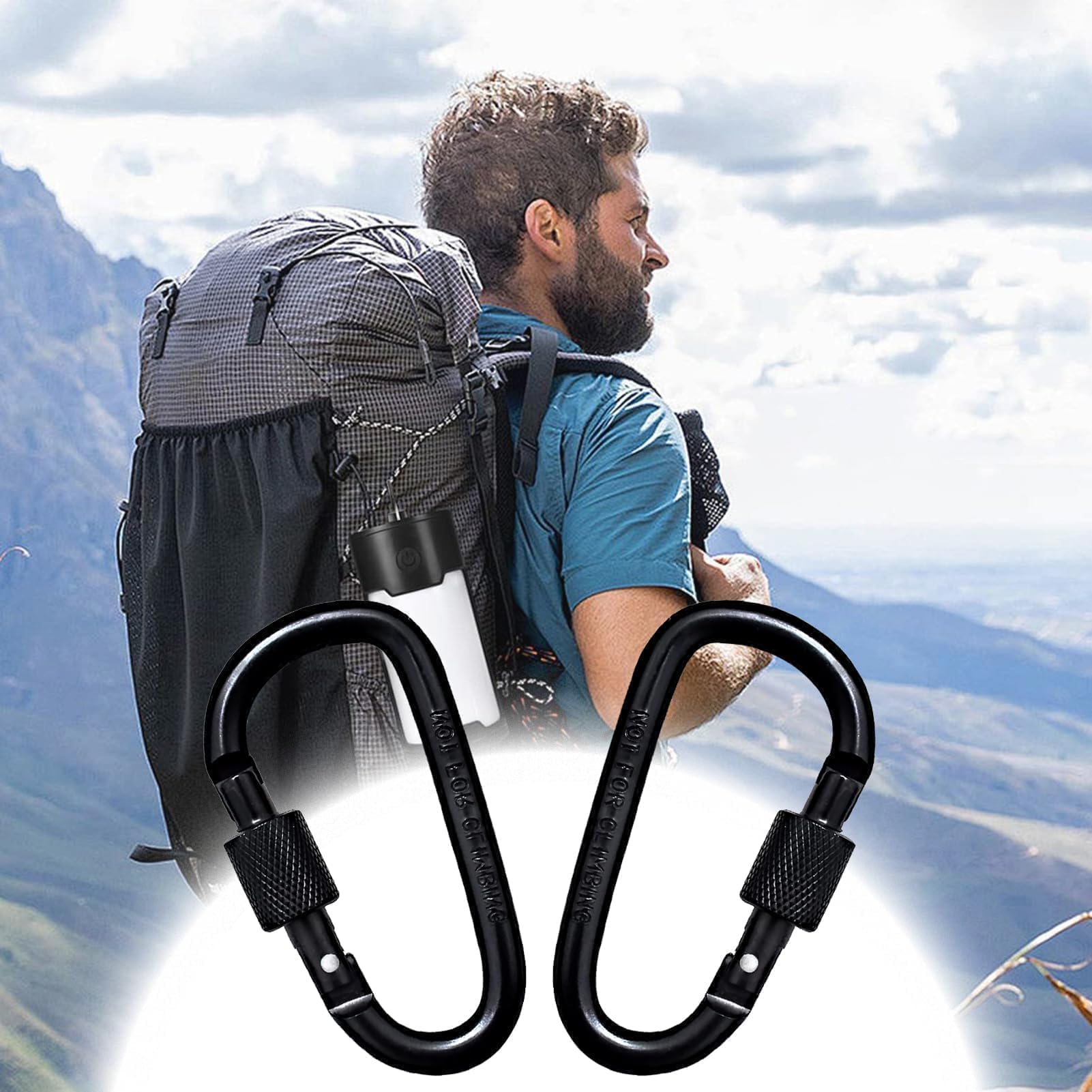 2 Piezas Mosqueton Negro,Mosqueton Pequeño,Mosquetones Pequeños,Carabiner,para Colgar Objetos Pequeños,Pescar,Acampar,Decorar