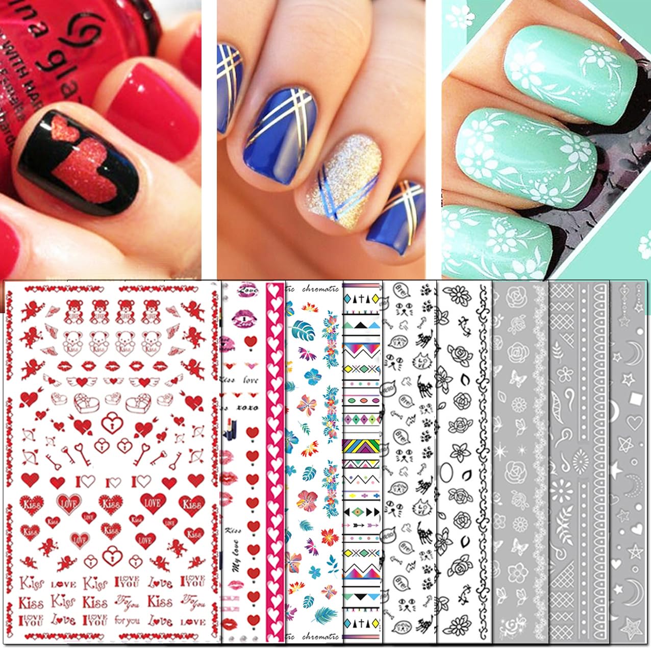 French Nail Stickers - 1368 Pieces, Moon Designs -10
