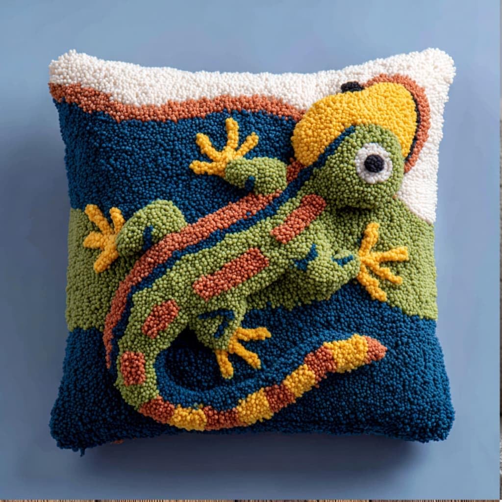 kitphoenix Latch Hook Kit Pillow Case Lizard 43Cmx43Cm