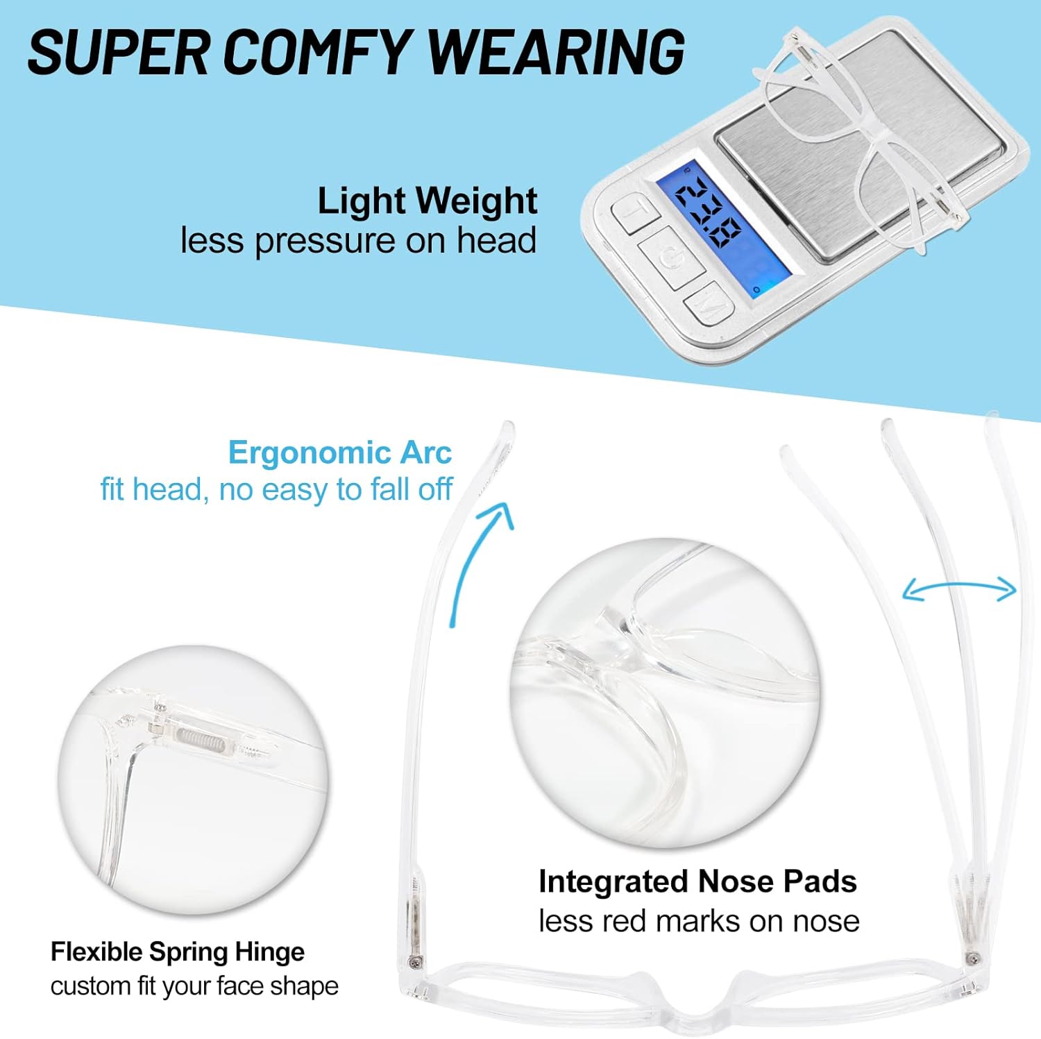 4 Pack Reading Glasses with Spring Hinges, Rectangle Readers for Women Men 1.0 1.25 1.5 1.75 2.0 to 4.0 - Image 3