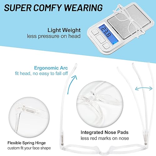 Miniatura 3 de WEMOOTANTS Paquete de 4 lentes de lectura con bisagras de resorte, lectores rectangulares para mujeres y hombres 1.0 1.25 1.5 1.75 2.0 a 4.0