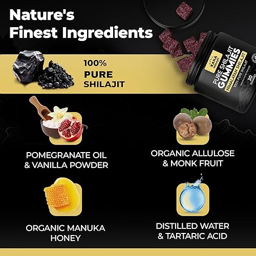 Miniatura 4 de Gomitas Shilajit puras del Himalaya para hombres, gomitas Xara Shilajit con más de 85 oligoelementos y accivd fúlvico, sin azúcar añadida, energía