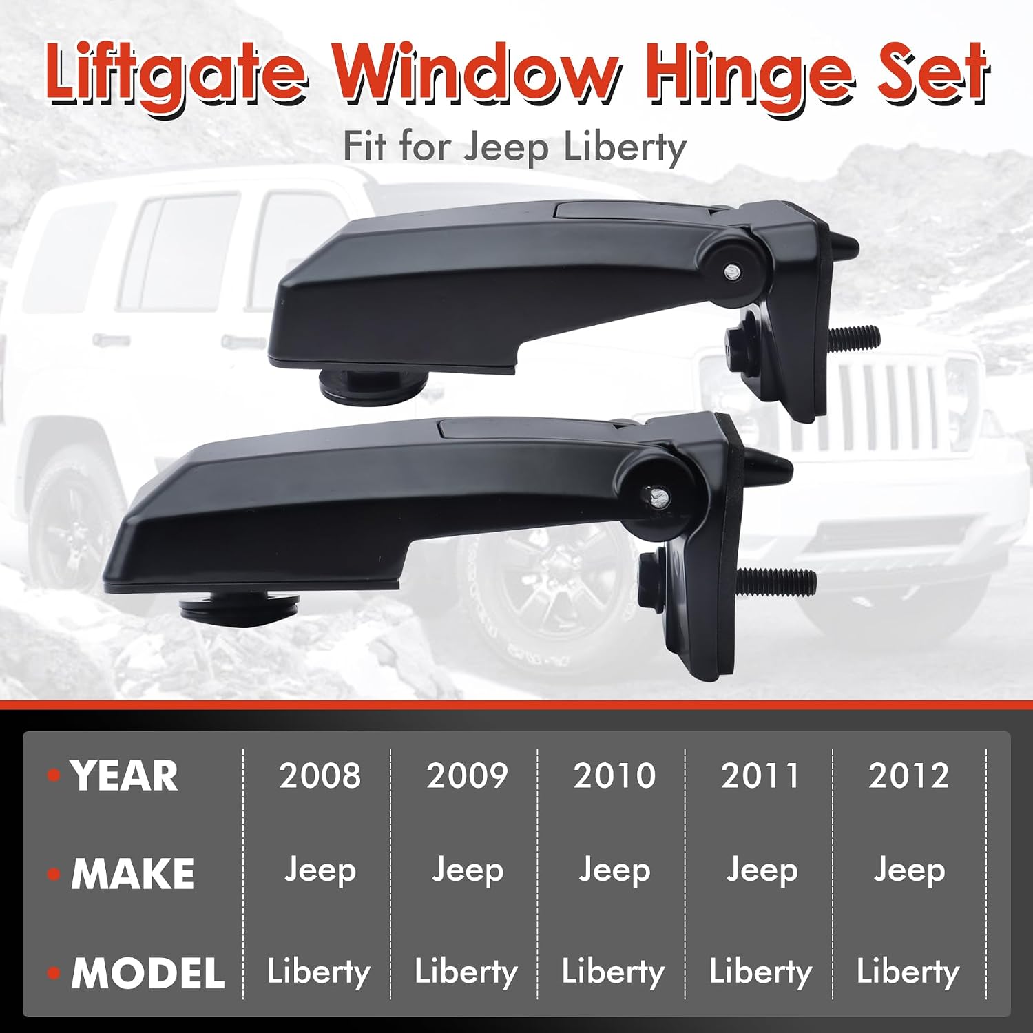 57010060AB Rear Window Glass Hinge - Right and Left Liftgate Window Hinges Fit for 2008 2009 2010 2011 2012 Jeep Liberty 57010061AB