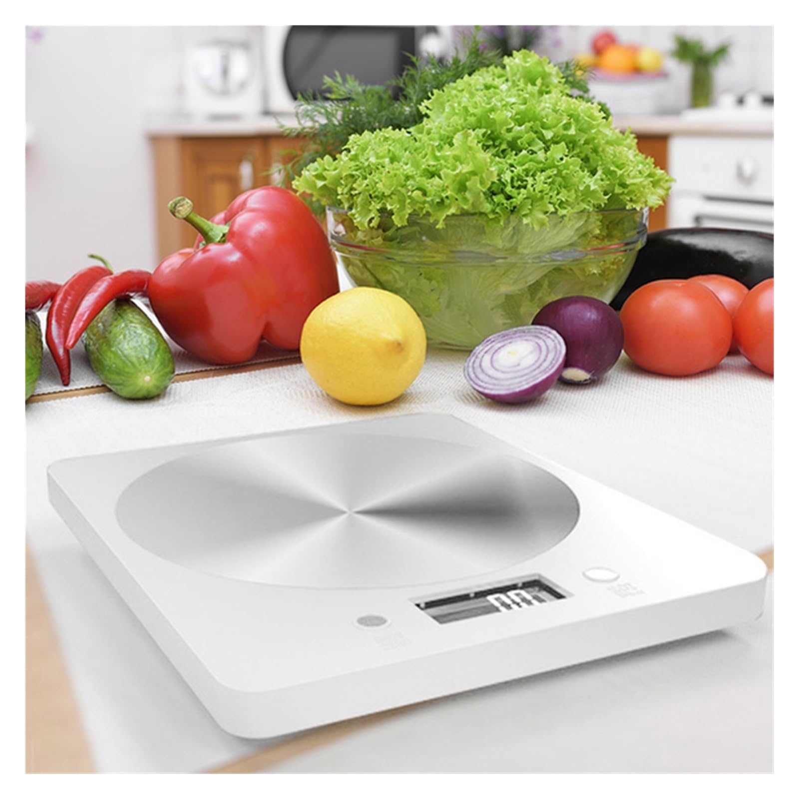 Báscula De Cocina Multifunción, Acero Inoxidable, Herramienta Medición Equilibrio Dieta Alimentos, Electrónica LCD Medición Precisa Esfuerzo(White)