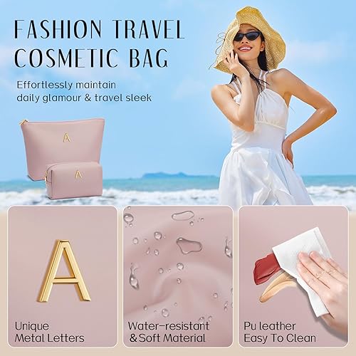 Miniatura 3 de Regalos para mujer, juego de bolsas de maquillaje con iniciales para niñas, regalos personalizados para dama de honor, amiga, graduación,